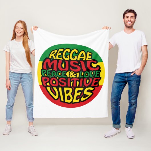 Reggae Music met positieve gezegden Fleece Deken (In situ)