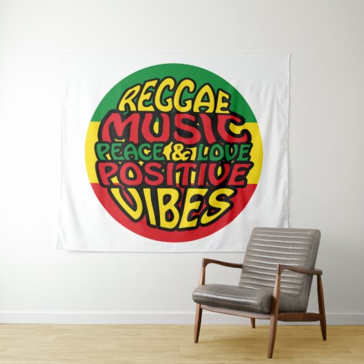 Reggae Music met positieve gezegden Wandkleed (In Situ (horizontaal))