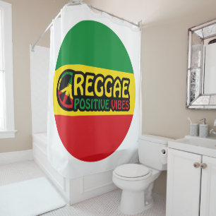 Reggae Music met positieve virussen en reggae flag Douchegordijn