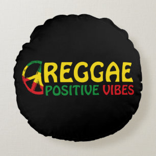 Reggae Music met positieve virussen en reggae flag Rond Kussen