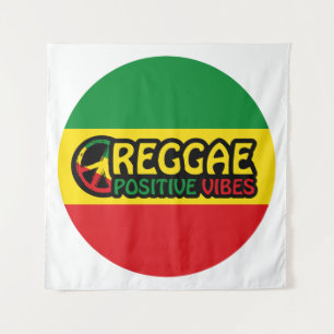 Reggae Music met positieve virussen en reggae flag Wandkleed