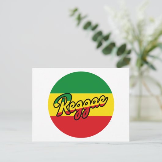 Reggae Music met reggagevlagkleuren Briefkaart (Staand voorkant)