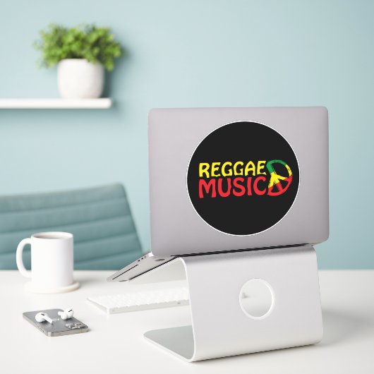 Reggae Music - model2b-cirkel-zwart Sticker (Laptop op bureau)