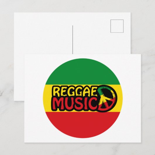 Reggae Music, reggae art met vredessymbool Briefkaart (Voorkant / Achterkant)