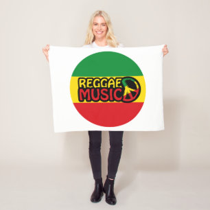 Reggae Music, reggae art met vredessymbool Fleece Deken