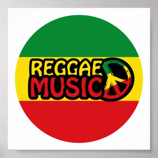 Reggae Music, reggae art met vredessymbool Poster (Voorkant)