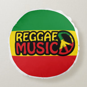 Reggae Music, reggae art met vredessymbool Rond Kussen