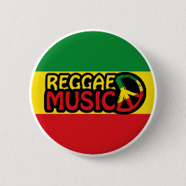 Reggae Music, reggae art met vredessymbool Ronde Button 5,7 Cm
