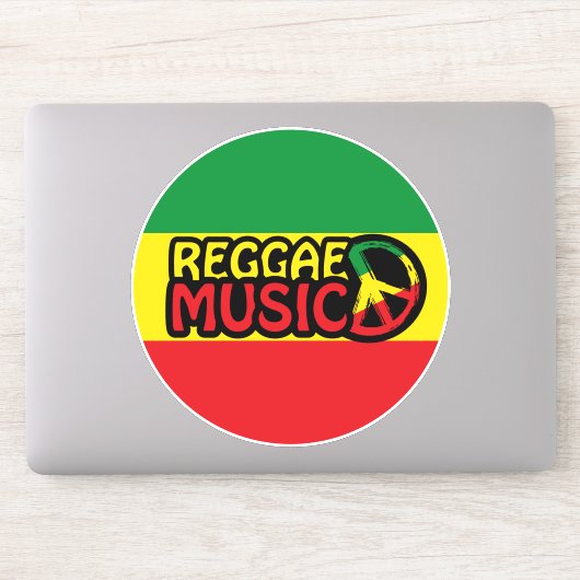 Reggae Music, reggae art met vredessymbool Sticker (Computer)