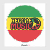 Reggae Music, reggae art met vredessymbool Sticker (Vel)