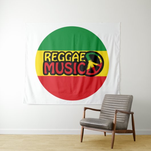 Reggae Music, reggae art met vredessymbool Wandkleed (In Situ (horizontaal))