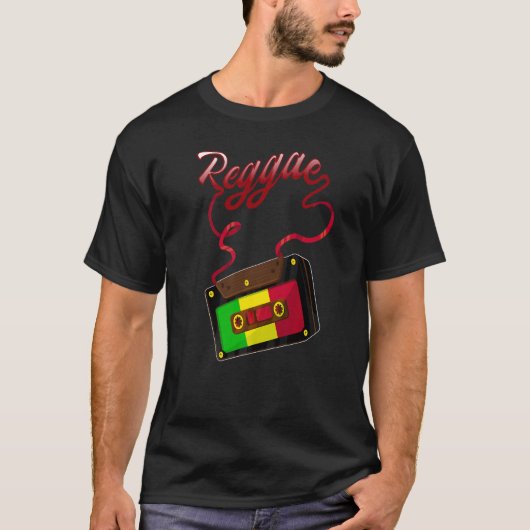 Reggae Music Retro Cassette Tape Jamaica Rasta Reg T-shirt (Voorkant)