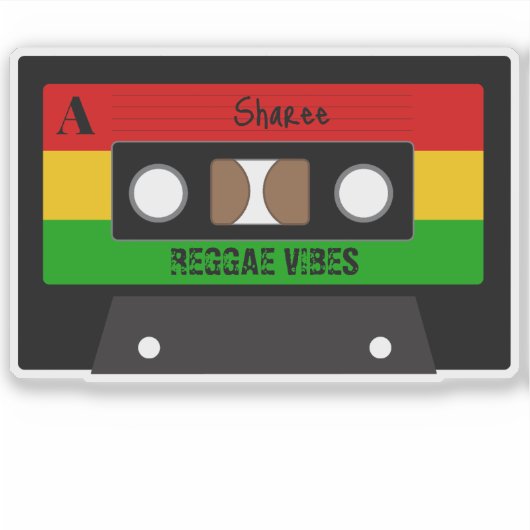 Reggae Music Retro Rasta Cassettebandje Sticker (Voorkant)