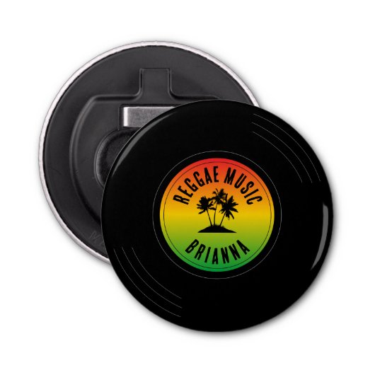 Reggae Music Vinyl Record Rasta Button Flesopener (Voorkant)