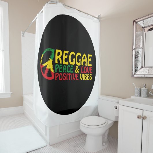 Reggae Music with positive quotes Douchegordijn (In situ)