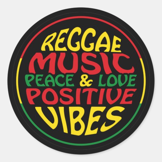 Reggae Music with positive sayings and quotes Ronde Sticker (Voorkant)
