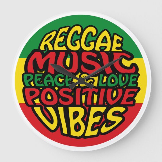 Reggae Music with positive sayings Grote Klok (Voorkant)