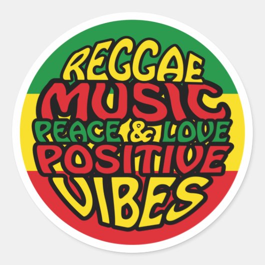 Reggae Music with positive sayings Ronde Sticker (Voorkant)