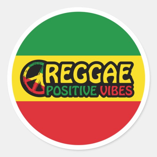 Reggae Music with positive vibes and reggae flag Ronde Sticker (Voorkant)