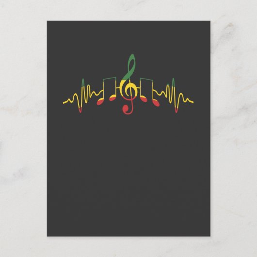 Reggae Musical Notes Jamaica Rastafari Music Briefkaart (Voorkant)