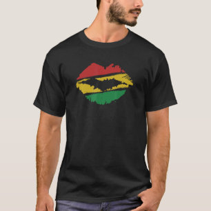 Reggae-muziek Jamaica Zoenende Lippen Vlag Rastafa T-shirt