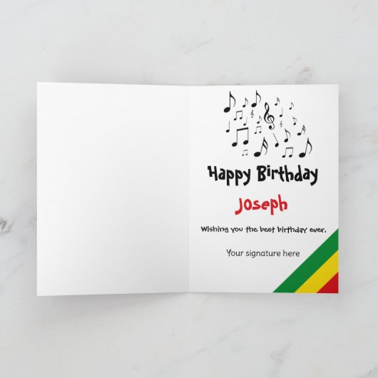 Reggae-muziek Rasta-kleuren Aangepaste naam verjaa Kaart (Binnen)