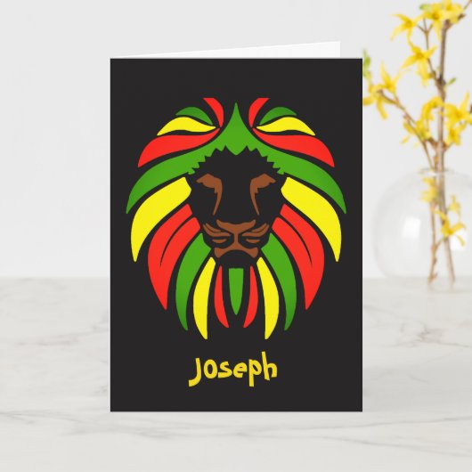 Reggae-muziek Rasta-kleuren Aangepaste naam verjaa Kaart (Gele Bloem)