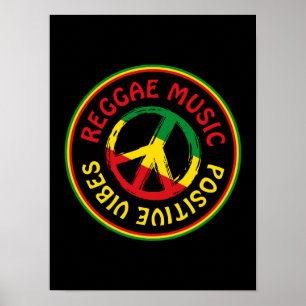 Reggae Muziek Vredessymbool Positieve Vibes Reggae Poster
