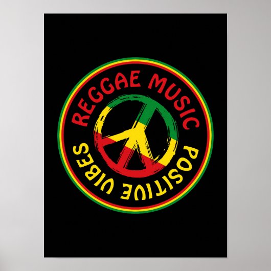 Reggae Muziek Vredessymbool Positieve Vibes Reggae Poster (Voorkant)