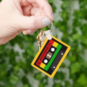 Reggae Muziekmuzikant Retro Cassettebandje Sleutelhanger