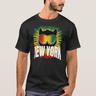 Reggae New York Kitty Cat met Jamaicaanse Skibril T-shirt