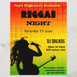 Reggae Night Party of Nightclub Flyer
