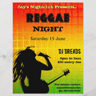 Reggae Night Party of Nightclub Flyer