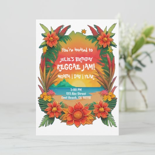 Reggae Party Uitnodiging (Staand voorkant)