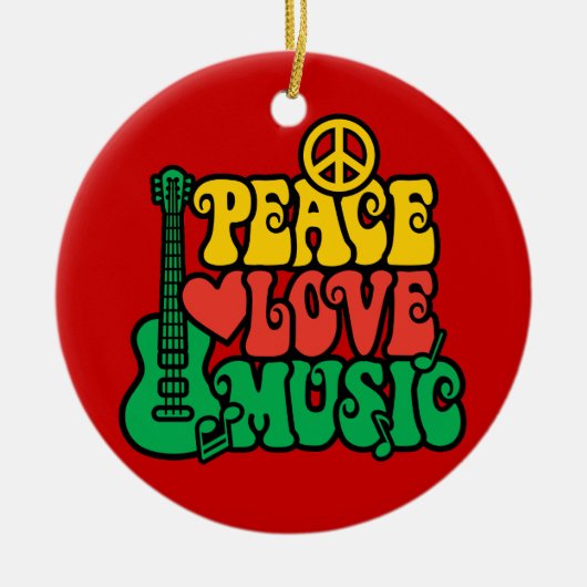 Reggae Peace Love Music Keramisch Ornament (Voorkant)