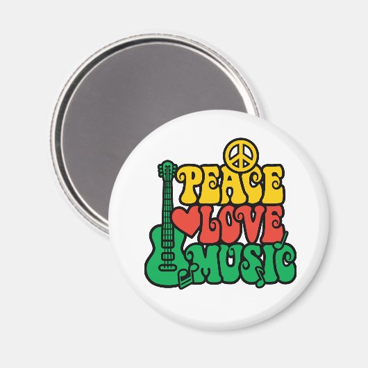 Reggae Peace Love Music Magneet (Voorkant / Achterkant)