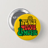 Reggae Peace Love Music Ronde Button 5,7 Cm (Voorkant /achterkant)
