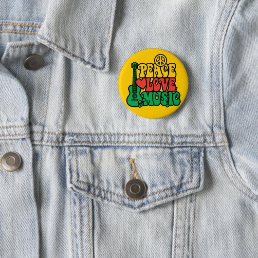 Reggae Peace Love Music Ronde Button 5,7 Cm (In situ)