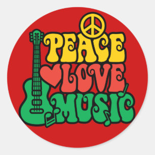 Reggae Peace Love Music Ronde Sticker