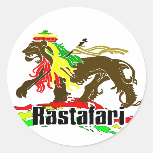 Reggae Rasta Iron, Lion, Zion 2 Ronde Sticker (Voorkant)
