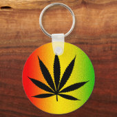 Reggae Rasta Leaf Jamaican Classic Round Sleutelha Sleutelhanger (Voorkant)