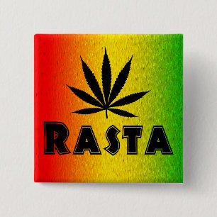 Reggae Rasta Leaf Jamaican Jamaica Square Buttonne Vierkante Button 5,1 Cm