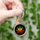 Reggae Rasta Leaf Jamaican Premium Round Sleutelha Sleutelhanger (Hand)