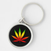 Reggae Rasta Leaf Jamaican Premium Round Sleutelha Sleutelhanger (Voorkant)
