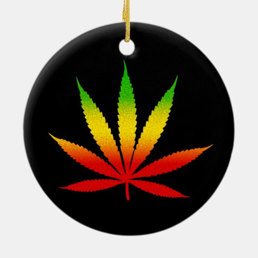 Reggae Rasta Leaf Jamaican Standard Round Ornament (Achterkant)