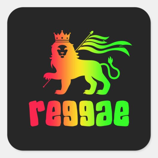 Reggae Rasta Lion Vierkante Sticker (Voorkant)