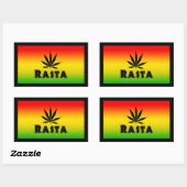Reggae Rasta Rastafarian Leaf Rectangle Stickers (Vel)