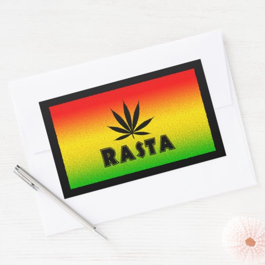 Reggae Rasta Rastafarian Leaf Rectangle Stickers (Envelop)