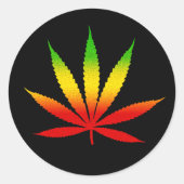 Reggae Rasta Rastafarian Leaf Ronde Stickers (Voorkant)