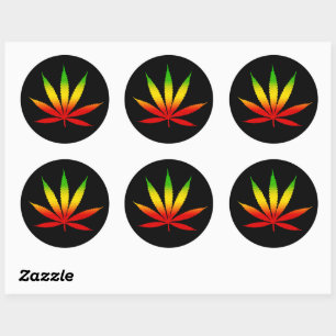 Reggae Rasta Rastafarian Leaf Ronde Stickers